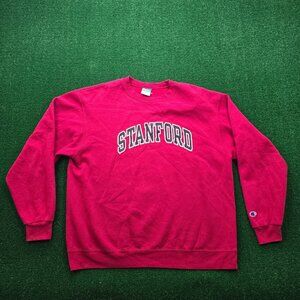 Stanford University Sweatshirt Mens XL Red Champion Eco Fleece Pullover College